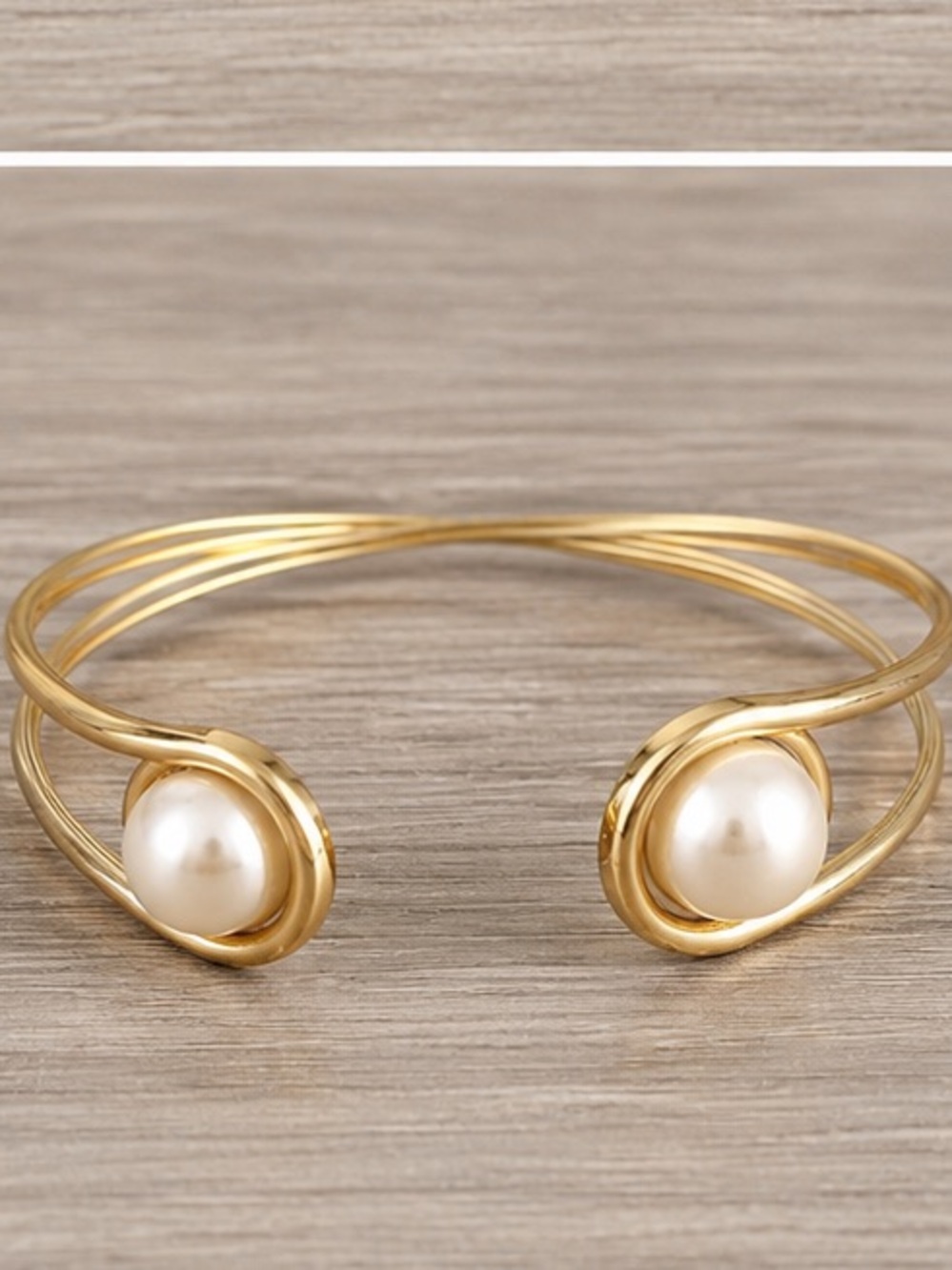 Michael Kors Gold-Tone Faux Pearl Open Cuff Bracelet